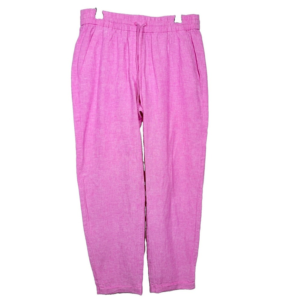 J.Crew Pink Linen‎ Blend Pants Drawstring Beach Coastal Old Money Preppy Size 6